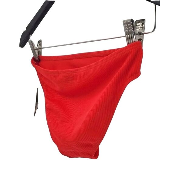 CALIFORNIA WAVES Bikini Bottom RED Ribbed Hipster Swimwear Bathing Suit XS - Picture 7 of 10